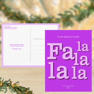 Carte Postale Noël Moderne Simple Minimaliste Violet Fa La