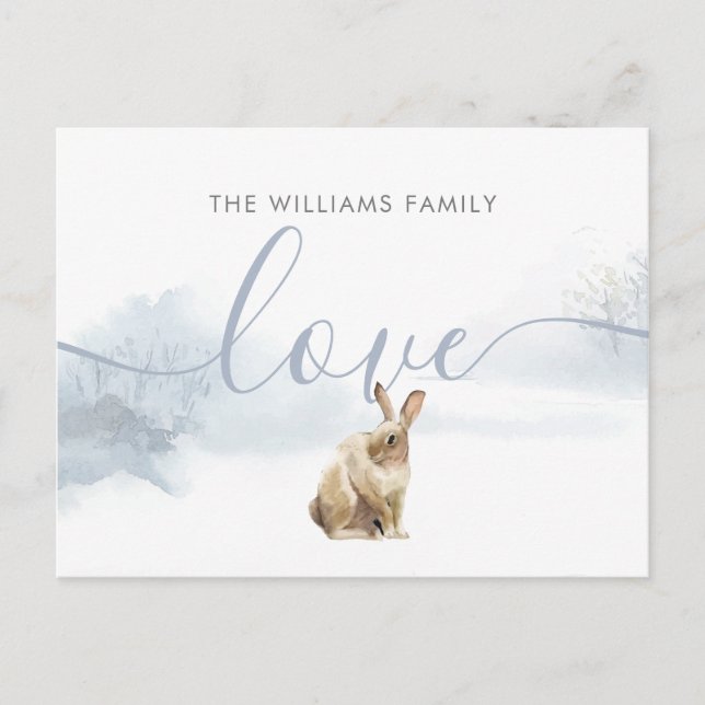 Carte Postale Noël Nom de famille Hivernal Ours de bois (Devant)