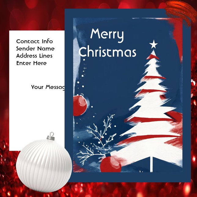 Carte Postale Noël Patriotique Militaire USA (Modern Patriotic Design -  Unique Art by Pansylee for Pretty Postals - Mail Made Modern)