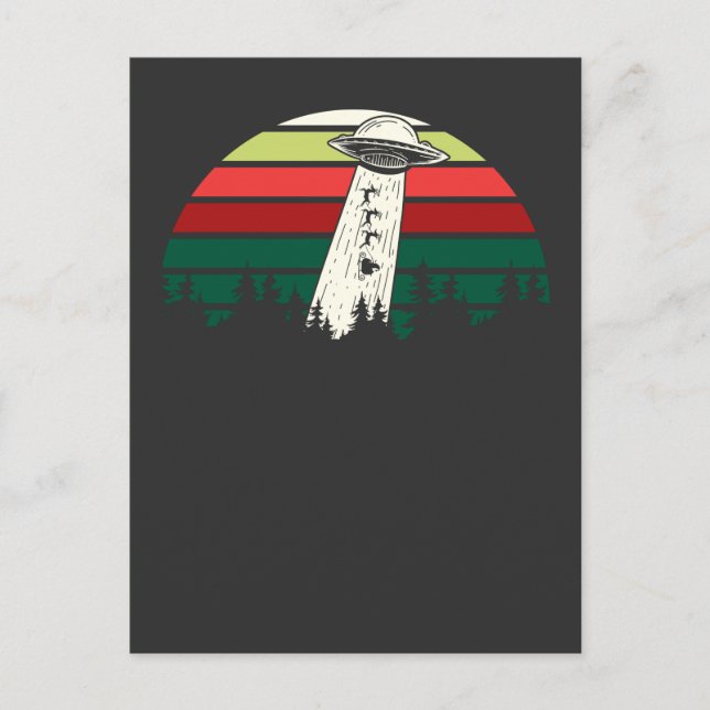 Carte Postale Noël Père Noël Alien enlèvement UFO Retro (Devant)
