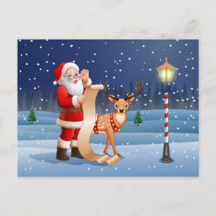Carte Postale Noël Père Noël Reindeer Texte personnalisé