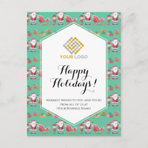 Carte Postale Noël Père Noël Sleigh Elves Logo Affaires