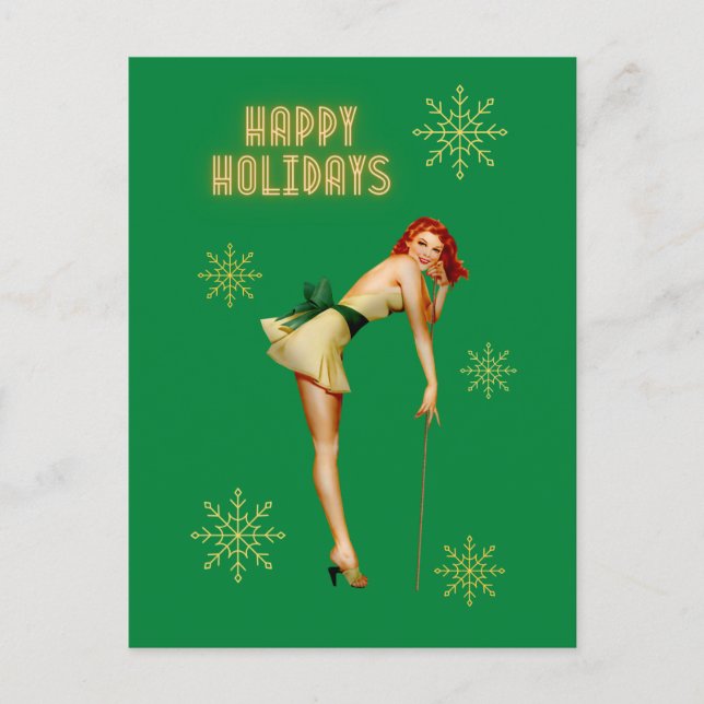 Carte Postale Noël Pinup Vintage (Devant)