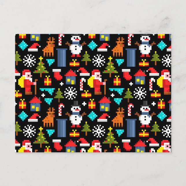 Carte Postale Noël Pixel (Devant)