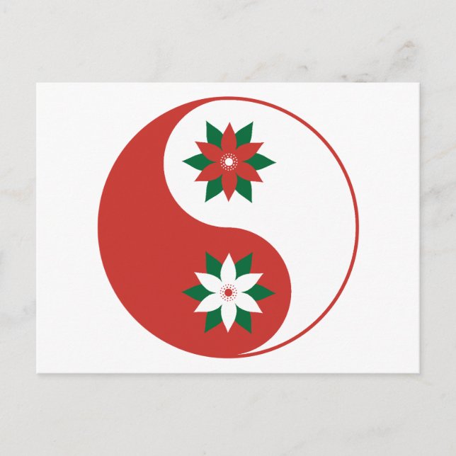 Carte Postale Noël Poinsettia Yin Yang (Devant)