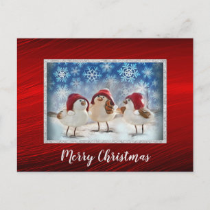 Carte Postale Noël Poulet de neige Aquarelle Noël