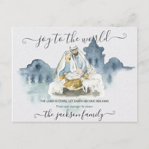 Carte Postale Noël religieux avec bébé Jésus, Marie & Joseph