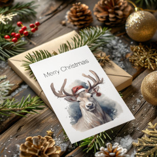 Carte Postale Noël Renne Rustique, personnalisé