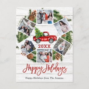 Carte Postale Noël Rétro Camion de ferme rouge Vacances 6 Photo