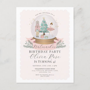 Carte Postale Noël Rose Pâle Casse-Noisette fête d'anniversaire
