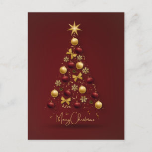 CARTE POSTALE NOËL ROUGE BALLES D'ARBRE
