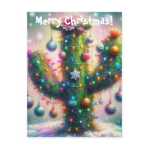 Noël Saguaro Cactus Whimsical Snowflakes