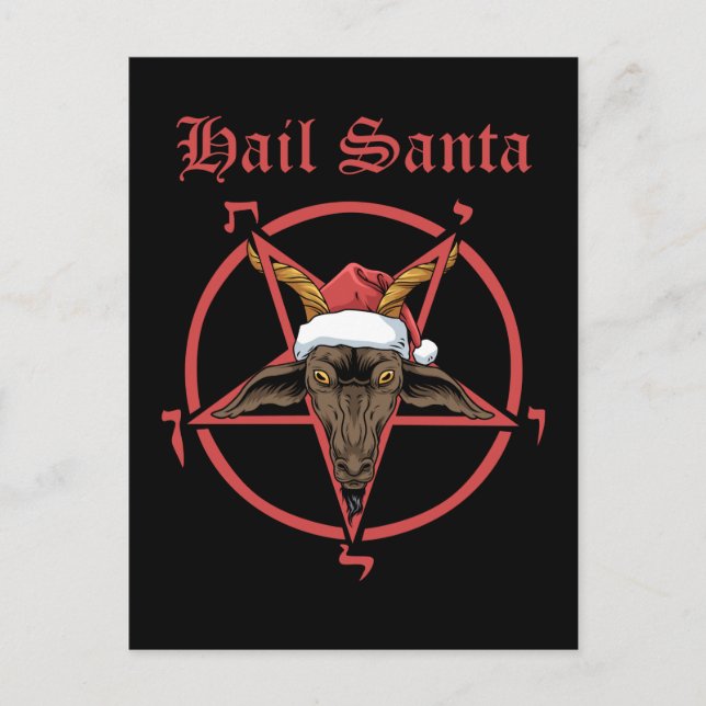 Carte Postale Noël Salut Santa Satanisme Bouc Satan Baphomet (Devant)