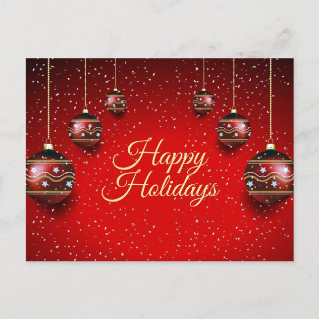 Carte Postale Noël Salutation Golden Red Winter Holidays (Devant)