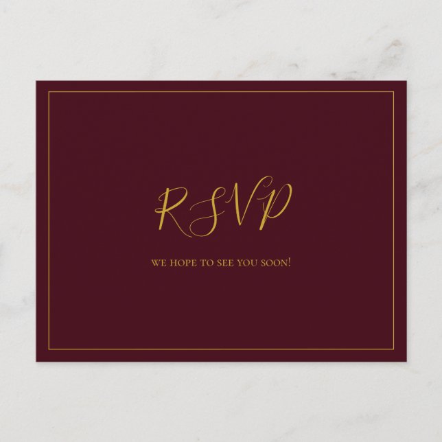 Carte Postale Noël Simple Élégant | Réponse RSVP Mariage Rouge (Devant)