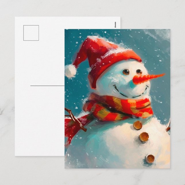 Carte postale Noël Snowman Vintage (Devant / Derrière)