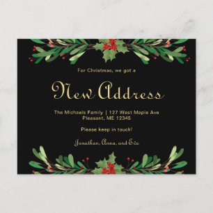 Carte Postale Noël Verdure Nouvelle adresse Holiday Move