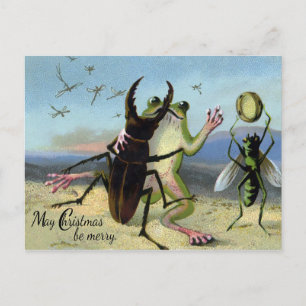Carte Postale Noël vintage de la grenouille victorienne