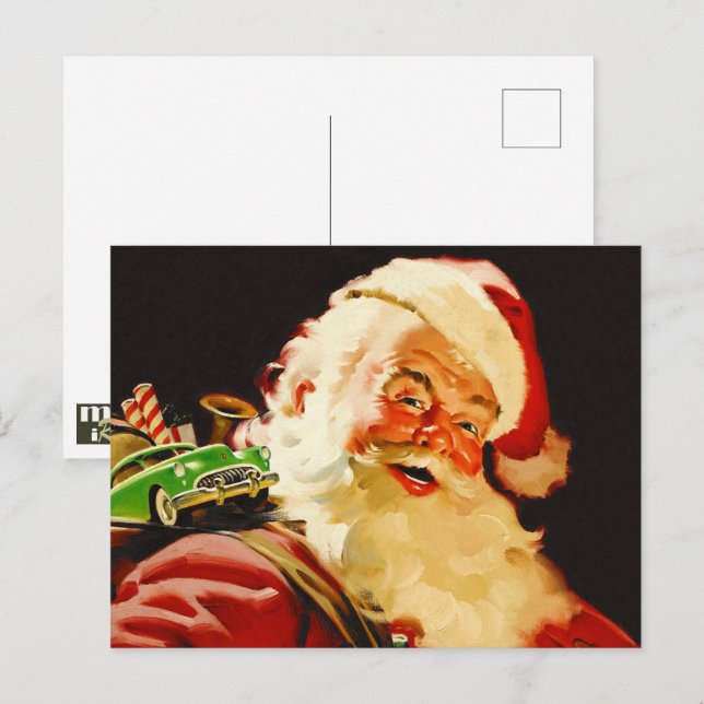 Carte Postale Noël vintage du Père Noël (Devant / Derrière)