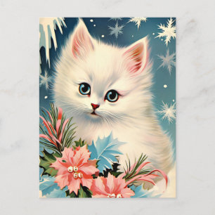 Carte postale Noël Vintage Kitten   Adorable