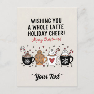 Carte Postale Noël vous souhaite tout un grand latte de plaisir