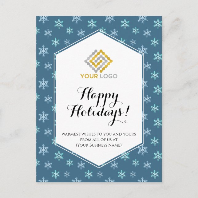 Carte Postale Noël Winter Blue Snowflakes Logo Affaires (Devant)