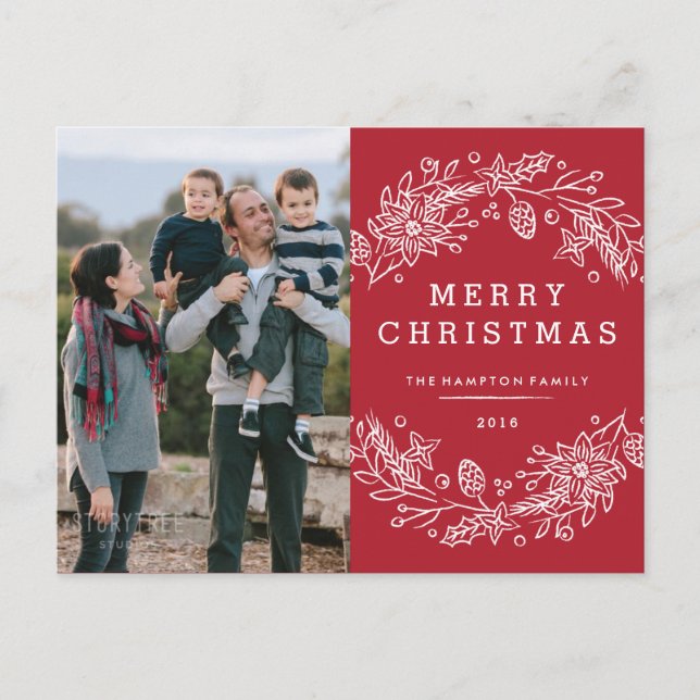 Carte postale Noël Wreath Holiday - Berry (Devant)