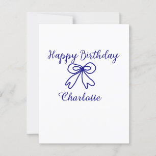 Carte Postale Nœud bleu CUTIE AJOUTER NOM BÉBÉ joyeux anniversai