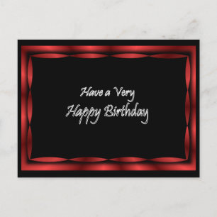 Carte Postale Noir avec ruban rouge Joyeux anniversaire - person