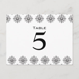 Carte Postale Noir + blanc Flammes de neige Numéro de la table d