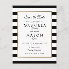 Carte Postale Noir blanc moderne mariage en bande Enregistrer la