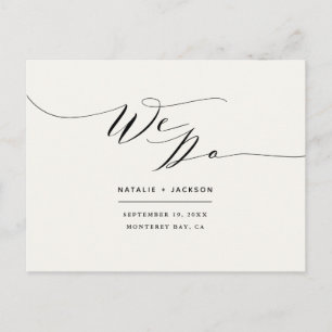 Carte Postale Noir + blanc nous faisons mariage élégant