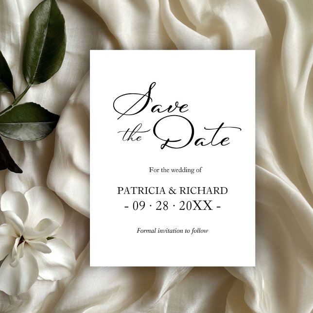 Carte Postale Noir Blanc QR Code Mariage Enregistrer La Date (Créateur téléchargé)