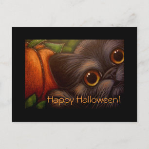 Carte postale NOIR CAT & CITROUILLE HALLOWEEN