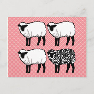 Carte Postale Noir Damask Sheep