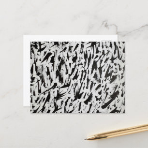 Carte Postale Noir et blanc Abstrait Brushstrokies Art