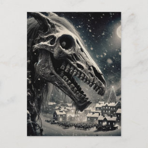 Carte Postale Noir et blanc Mari Lwyd Skeleton Noël