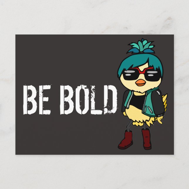 Carte Postale Noir et Bleu tendance Inspirationnel "Be Bold" Bir (Devant)