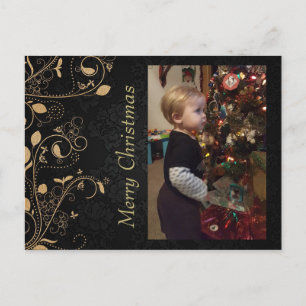 Carte Postale Noir et or Photo personnalisée Noël