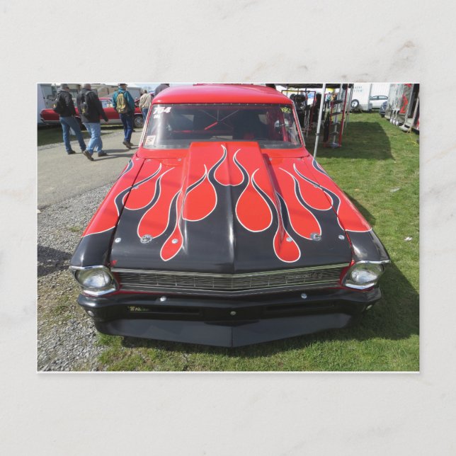 Carte Postale Noir Flames Hot Rod (Devant)
