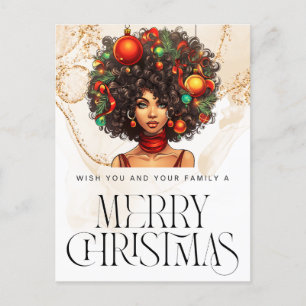 Carte Postale Noir Noël Sista Melanin Queen Femmes Noël