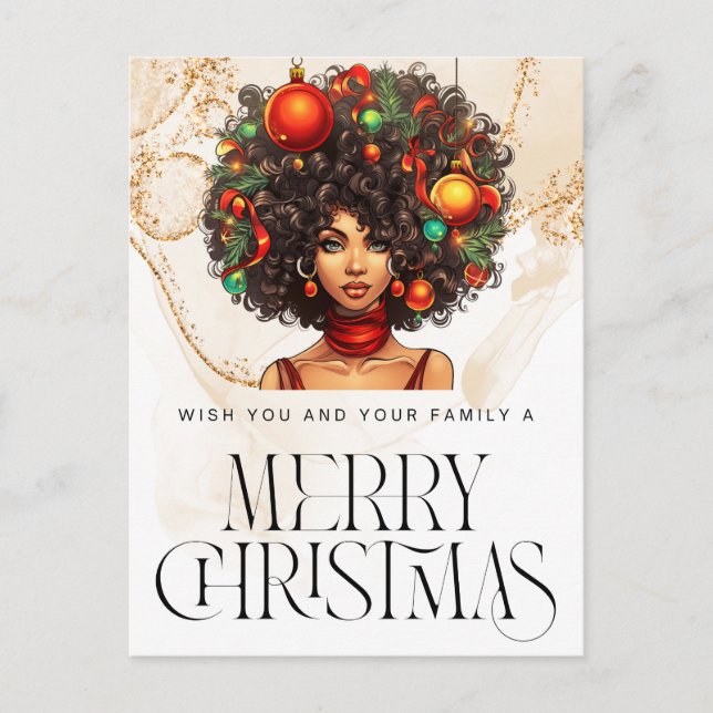 Carte Postale Noir Noël Sista Melanin Queen Femmes Noël (Devant)
