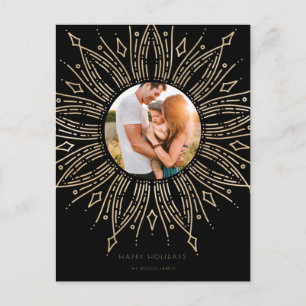 Carte Postale Noir & Or coup de soleil cadre art déco Noël