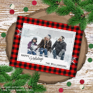 Carte Postale Noir Red Buffalo Lumberjack Plaid & Snowflics
