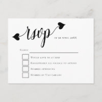 Noir Script Coeur Laver Mariage RSVP