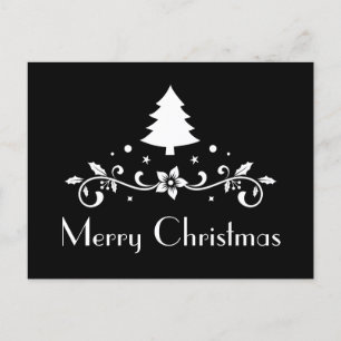 Carte Postale Noir simple et blanc Joyeux Noël