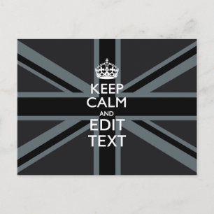 Carte Postale Noir sur Noir Garder le calme Union Jack personnal