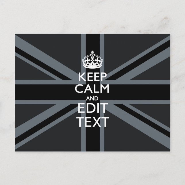 Carte Postale Noir sur Noir Garder le calme Union Jack personnal (Devant)
