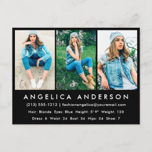 Carte postale noire de la carte photo comp de modè