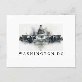 Carte postale noire et blanche de Washington DC